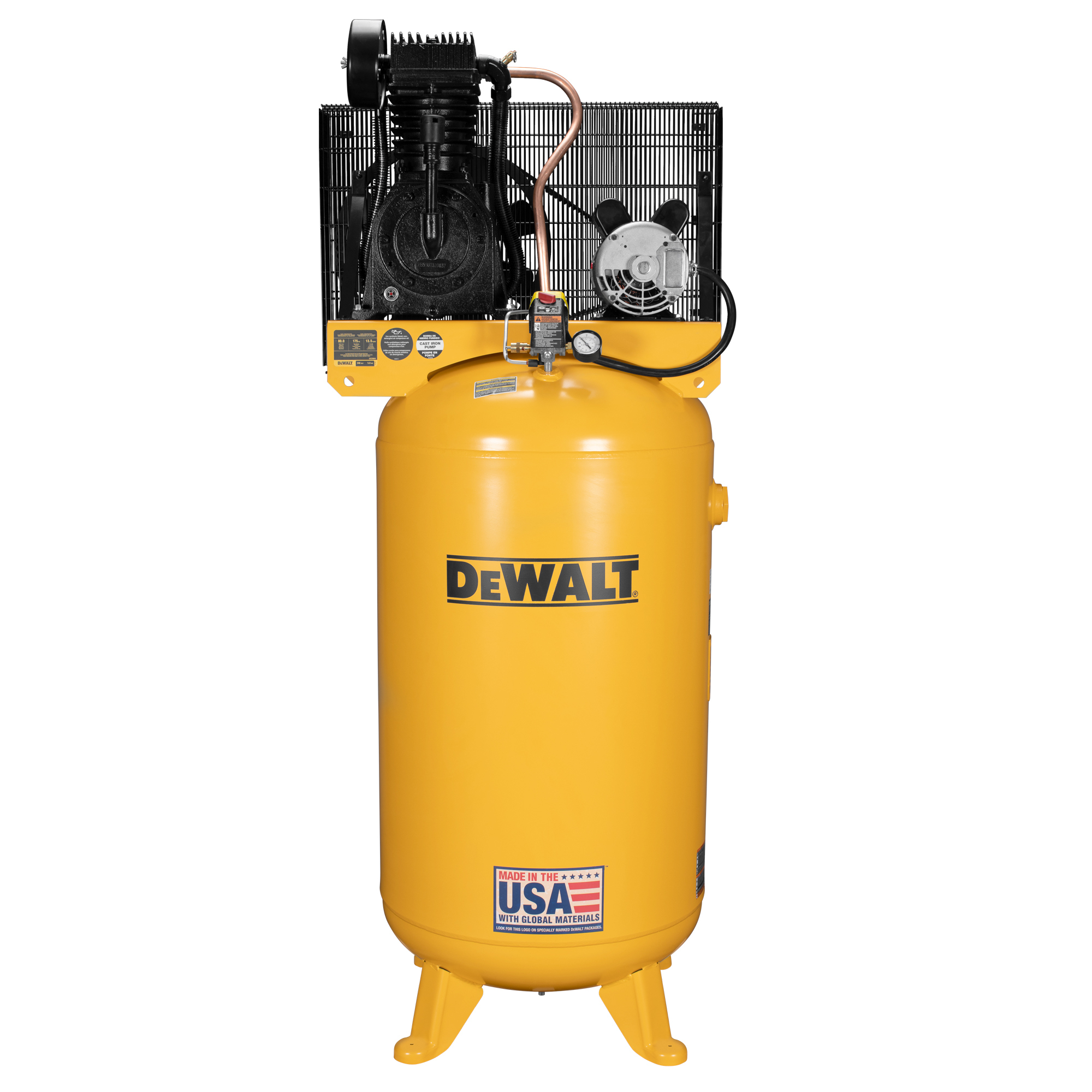 DEWALT Vertical Stationary Electric Air Compressor, 80 Gallon, Oil Lube, 5HP, 2-Stage, Model# DXCM803